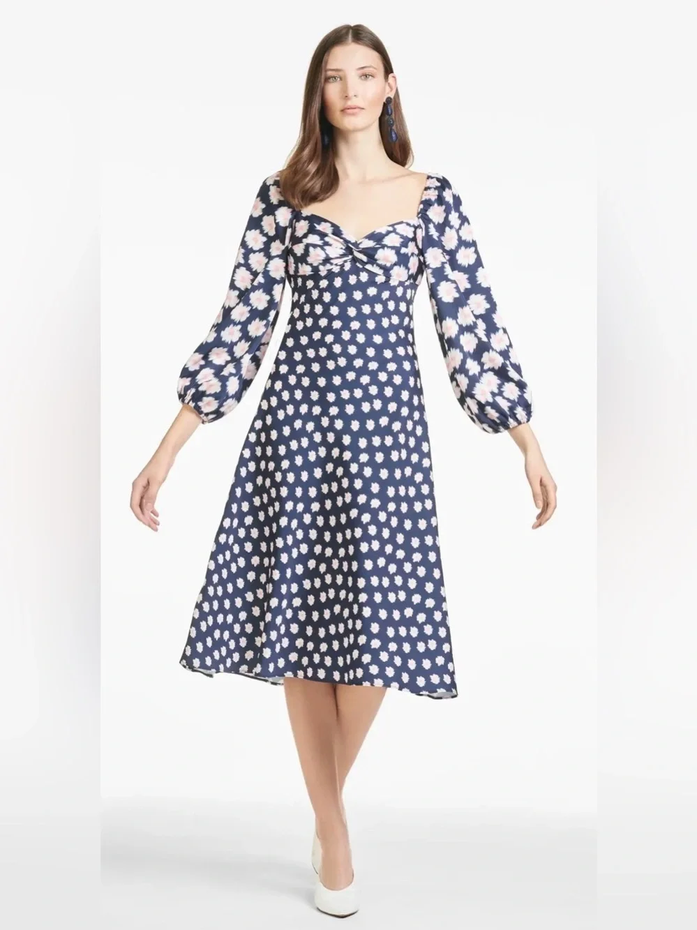 SACHIN & BABI Melody Navy Floral Long sleeve midi Dress